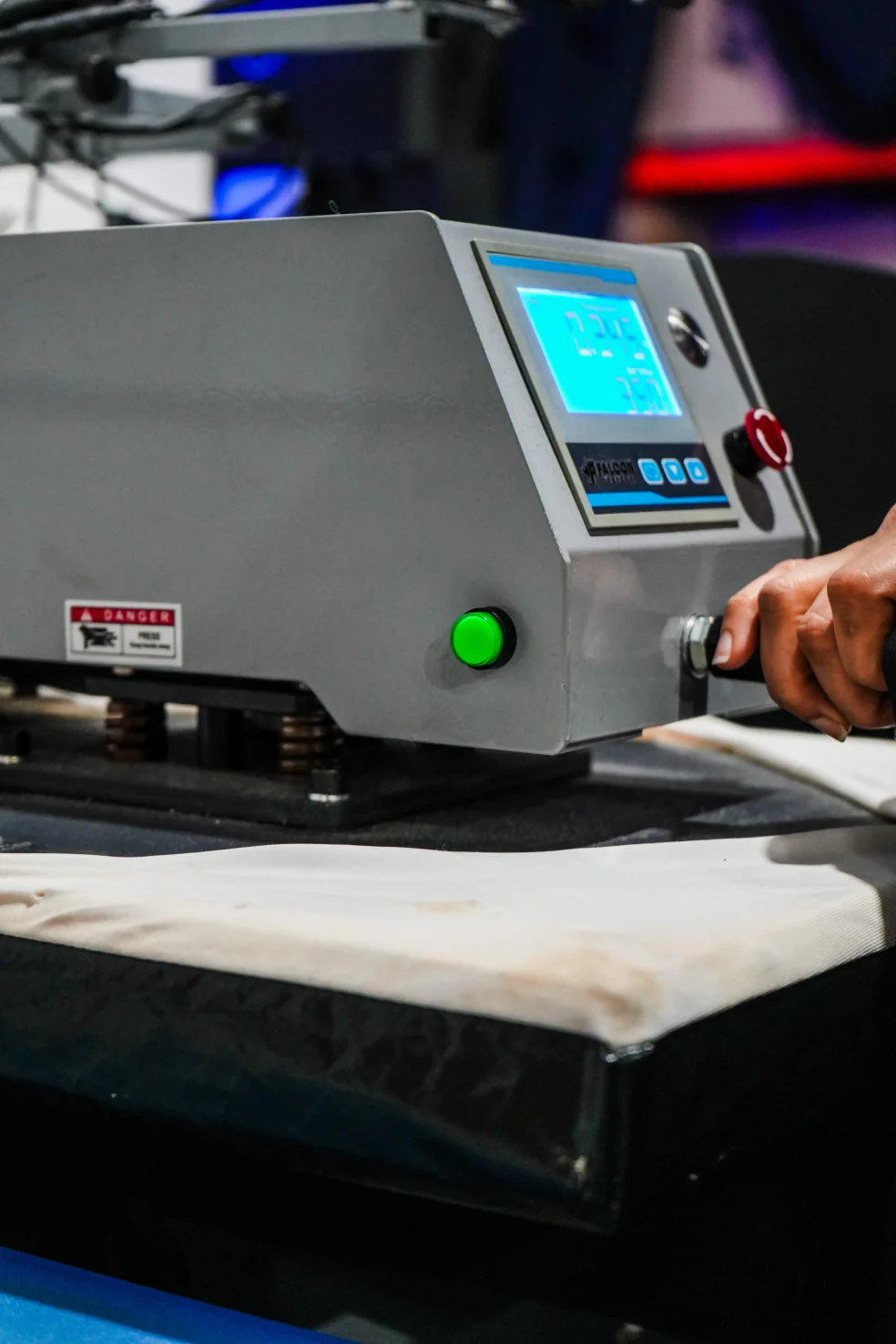 Heat press finishing a custom tee